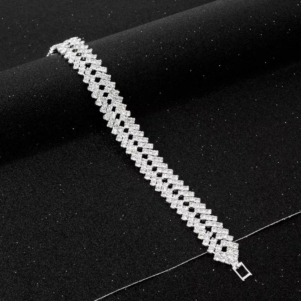 Women's crystal link bracelet - Picture 3 of 4